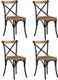 vidaXL Kruisstoelen 4 stuks massief mangohout zwart