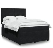 vidaXL Boxspring met matras fluweel zwart 140x200 cm
