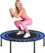 Mini-trampoline - Trampoline de fitness - Diamètre 114 cm - Cadre en acier renforcé - Entraînement cardio et jambes - Sans filet de sécurité - Bleu