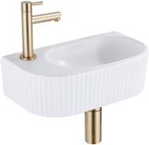QeramiQ Fuente robinet – 40x21,5x12 cm – céramique blanc mat – trou de robinet gauche – nervuré