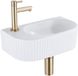 QeramiQ Fuente robinet – 40x21,5x12 cm – céramique blanc mat – trou de robinet gauche – nervuré