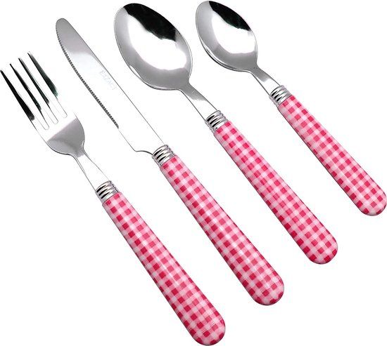 Exzact Bestekset - 24-delig - Roze - RVS
