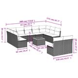 vidaXL 12-delige Loungeset met Kussens, Poly Rattan, Beige