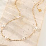 Hey Happiness Parelketting Dames - RVS 18K Goud Verguld - Minimalistische Ketting met Parels - Layering Ketting - Waterproof - Verstelbaar - Cadeau Voor Haar