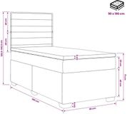 vidaXL Boxspringbed met matras en LED-verlichting, lichtgrijs, 90 x 190 cm, stof