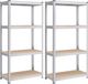 SONGMICS 2x Étagère de rangement et bibliothèque – 160 cm – Métal avec étagères en MDF – 4 tablettes – Argent