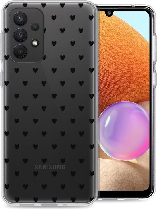 iMoshion Hoesje Samsung Galaxy A33 / A32 5G - Siliconen Back Cover - Hearts All Over Black