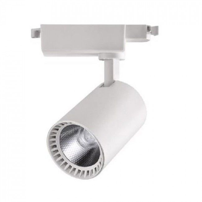 BES LED Railverlichting Track Spot Lion 18W 2700K Warm Wit Rond Wit Aluminium