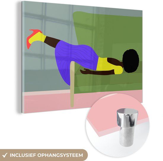 MuchoWow® Glass Painting 90x60 cm - Acrylic Glass Painting - Woman - Minimalism - Design - Photo on Glass - Paintings