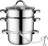 KADAX Stoomsapcentrifuge, fruitsapcentrifuge van roestvrij staal met glazen deksel, vaatwasmachinebestendige sapcentrifuge, stoompers voor alle warmtebronnen, ook geschikt voor inductie (zilver, 5 liter)