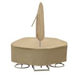 Protective Covers Weerbestendige hoes voor terrastafel en stoelen, 112 cm x 137 cm, ronde tafel, bruin