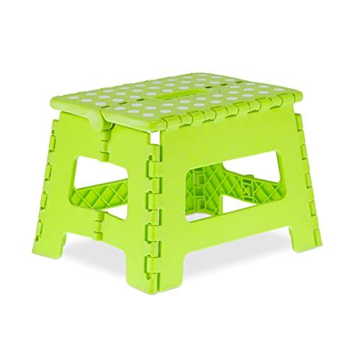 Relaxdays Opstapkruk - Inklapbaar - Kunststof - 1 Trede - Groen/Wit