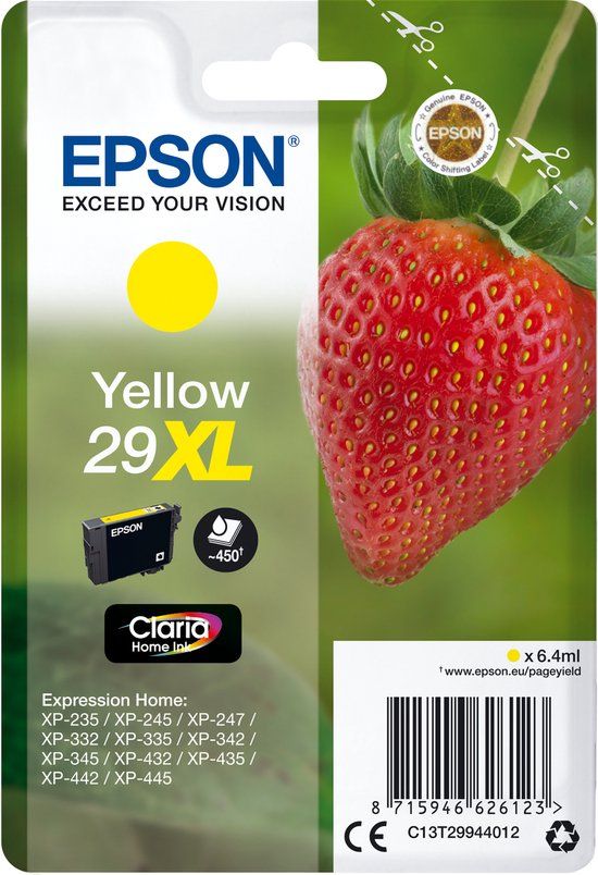 Epson 29XL Yellow Ink Cartridge - High Yield - Compatible with Epson Expression Home XP Series Printers
