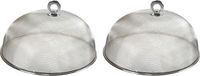 Merkloos / Sans marque Cosy & Trendy Voedselkap - 2x - rond - 30 cm - grijs - metaal