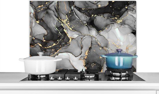 KitchenYeah Spatscherm Marmer goud - RvM - Ferrari - 90x60 cm - Keuken achterwand
