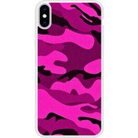 Apple Bedrukt siliconen hoesje compatibel met iPhone X, Apple iPhone XS Camouflage rose