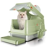Merkloos Kattenbak met deksel - Roestvrij staal - 60 x 40 x 39 cm - Groen