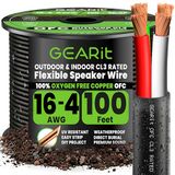 GearIT 16/4 luidsprekerdraad (100 voet) 16AWG meter, zwart 4-aders/directe begrafenis buiten in grond/in muur/CL3 CL2 beoordeeld - OFC zuurstofvrij koper, zwart 30,5 m