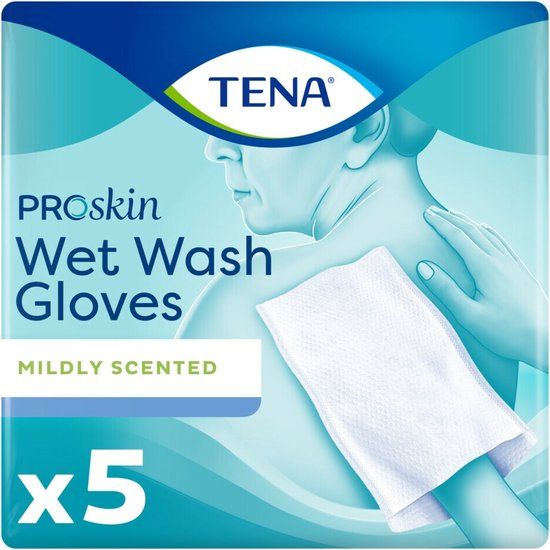 Tena Wet Wash Glove Mild Geparfumeerd - 5 stuks