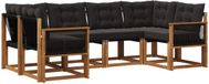 vidaXL - Hoek loungeset - 6 zitplekken - Naturel en zwart - Acacia hout