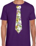 Bellatio Decorations Cadeau T-shirt voor heren - geld stropdas - paars - verjaardag L