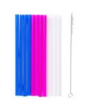 Tasty Ocean Blue Drinkrietjes met borstel, herbruikbare, smaakneutrale en vaatwasmachinebestendige rietjes, 13-delig, 20 cm
