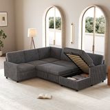 STILVORA U-Bank 274 x 220 cm - Slaapbank Met Opbergruimte En Chaise Longue - Cord Grijs