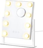 Songmics Make-upspiegel met verlichting, touch-bediening, 9 dimbare leds, 3 kleurtemperaturen, 25 x 30 cm, mat wit LWM005WC02