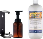 Claudius Cosmetics B.V. Zeepdispenser 300 ml amber bruin hervulbaar + 1 liter Bodylotion Sweet Orange & Cedarwood navulling (inclusief beugel)