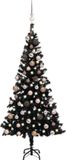 vidaXL Kunstkerstboom met verlichting 180 cm PVC zwart