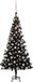 vidaXL Sapin de Noël artificiel avec éclairage 180 cm PVC noir