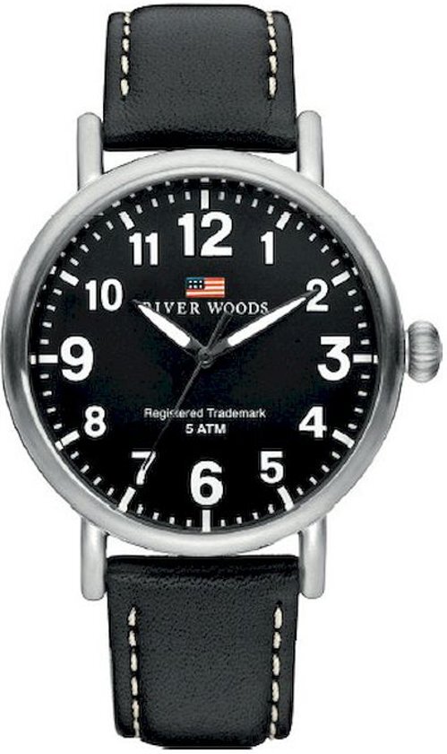 River Woods RW420001 Sacramento horloge Heren - Zwart - Leer 42 mm