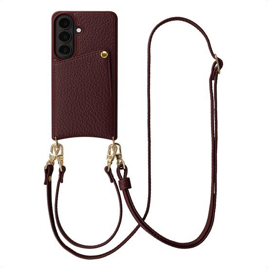 Selencia Hoesje - Geschikt voor Samsung Galaxy S26 - Backcover met koord en pashouder - Bold Burgundy