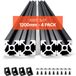 VEVOR 4-Delige Set van 1200 mm Aluminium Profielen met T-Groeven, 2020. Aluminium Extrusieprofiel, Geanodiseerde Lineaire Rail Volgens Europese Normen, Sleufprofiel voor 3d-Printers, CNC-Machines, Doe-Het-Zelfprojecten, Lasergraveren, Zwart.