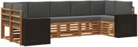 vidaXL - Hoek loungeset - 7 zitplaatsen - Polyester - Natuurlijk en antraciet