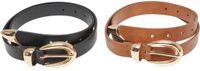 Urban Classics Chunky Buckle Loop Synthetic Leather 2Pack Riem - L/XL - Zwart/Bruin