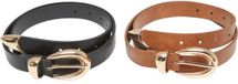 Urban Classics Chunky Buckle Loop Synthetic Leather 2Pack Riem - L/XL - Zwart/Bruin