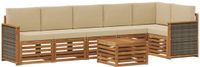 vidaXL - Buiten - bank - set - 6 - st - Naturel - Massief - Acacia - Hout - en - Polyester