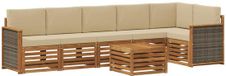 vidaXL - Extérieur - canapé - set - 6 - pcs - Naturel - Acacia massif - Bois - et - Polyester