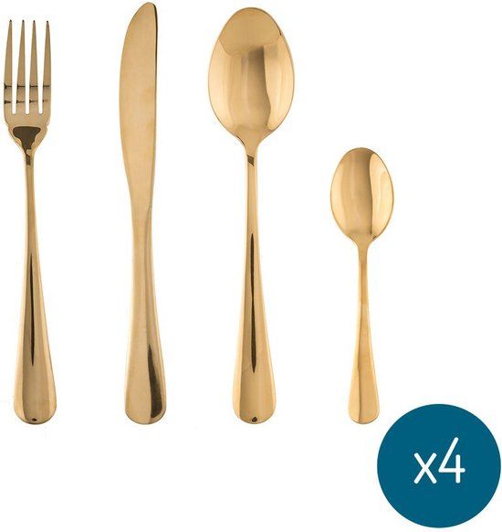 Bestek Set Or 16-delig Goud - Goud - 16 stuks - RVS