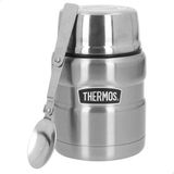 Thermos Stainless Steel With Folding Spoon-470ml Lunchbox Zilver