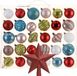 Bellatio Decorations Kaemingk Kerstballen 30x st - gekleurd - 6 cm - met ster piek rood - kunststof