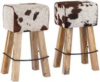 vidaXL Barkruk 2 st Bruin en wit 44 x 33 x 74 cm Echt Leer
