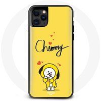 Maniacase Hoesje voor Iphone 12 BTS Bangtan Boys BT21 Chimmy van Jimin Gele Achtergrond