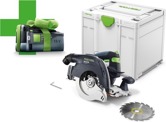 Festool HKC 55 EB-Basic-Promo 2021 18V Li-Ion accu pendelkapzaag set (1x 5,2Ah) in systainer - 160mm - koolborstelloos