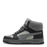 PUMA Rebound Slam Mid Cozy Jr Unisex Kinderen Hoge sneakers - Maat 36 - Grijs Echo-Slate Sky-PUMA Black