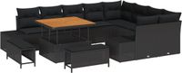 vidaXL Tuinbank Set Zwart Poly Rattan