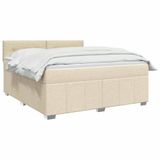 vidaXL Boxspringbed met matras, crème kleur, 140 x 190 cm, gestoffeerd