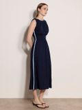 Apricot Midi-jurk met gehaakte rand en gesmokte taille