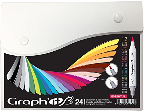 graph'it Graf'it Brush Set met 24 markers met dubbele punt – Essential Colors
